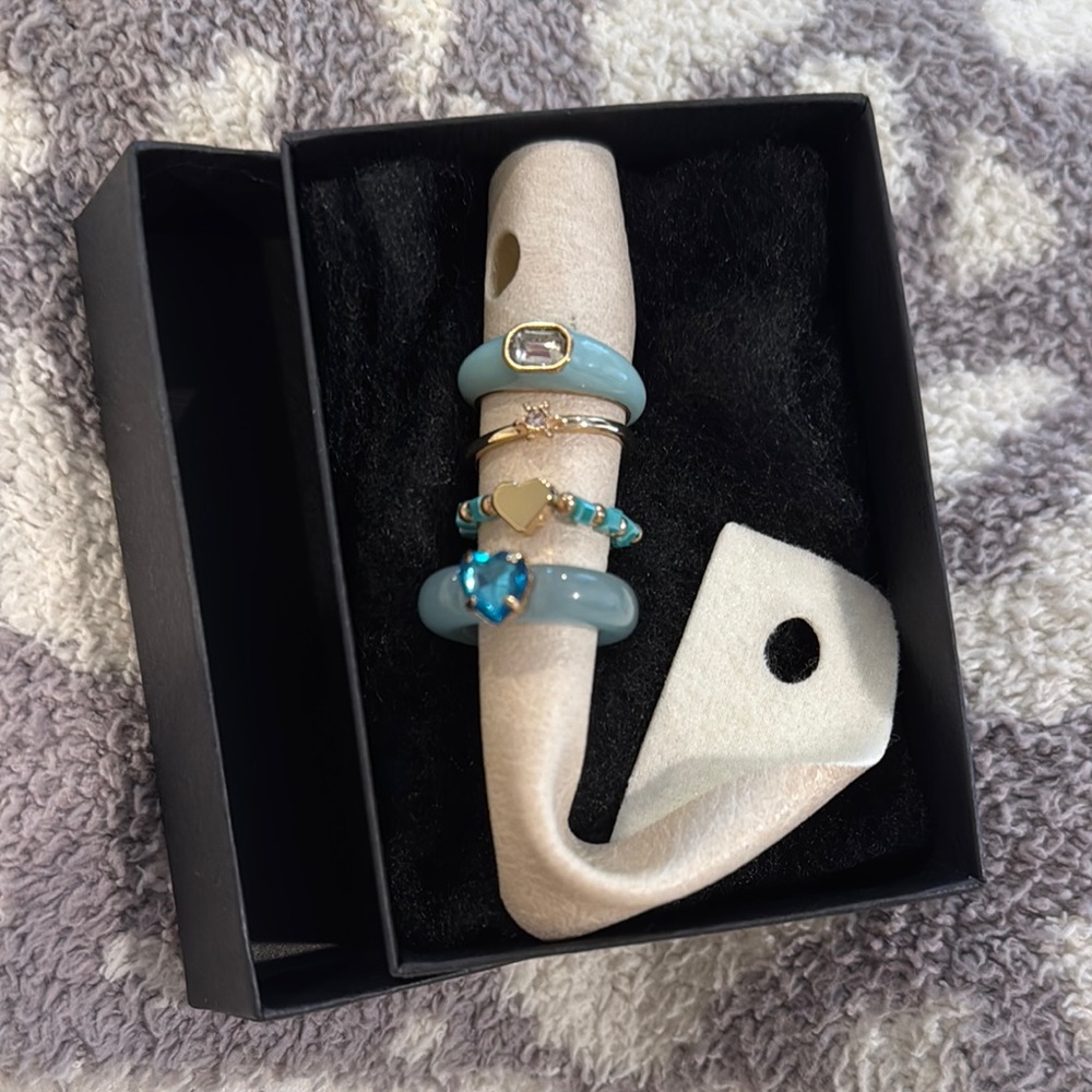 Elegant Blue Ring Set
